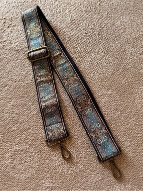 Woven Fabric Decorative Multicolor Jacquard Bag Strap with Brass Hardware